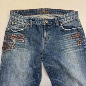 American Eagle Stretch Boot Jeans Womens 10 Low Rise Y2K Embellished Rose Gold